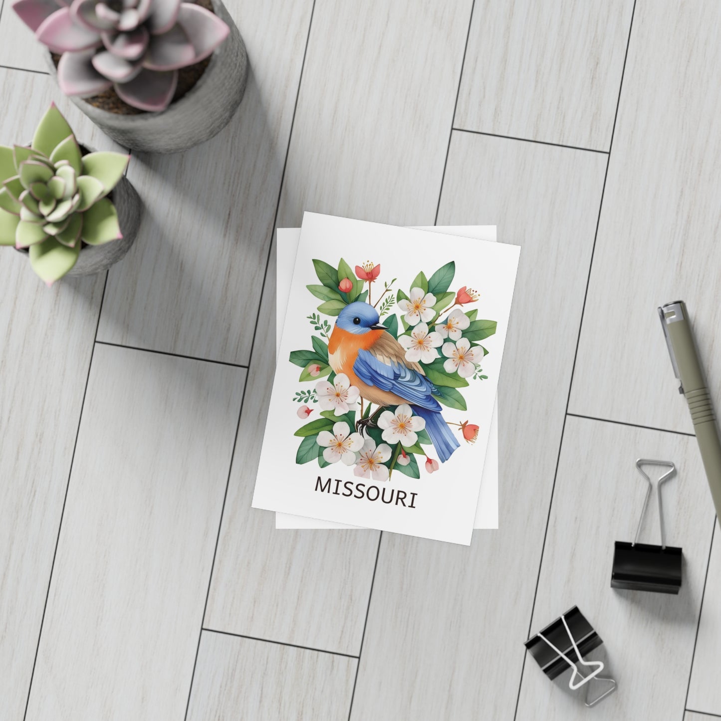 Missouri | Bluebird & Hawthorn Flowers | Home State Greeting Card