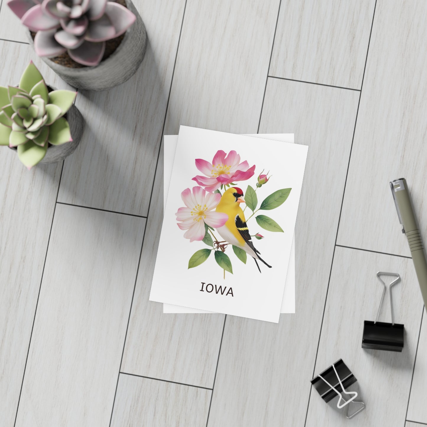 Iowa | Goldfinch & Prairie Rose | Home State Greeting Card