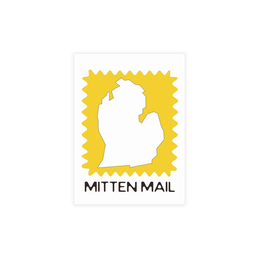 Michigan | Mitten Mail Yellow Stamp Design | Home State Greeting Card