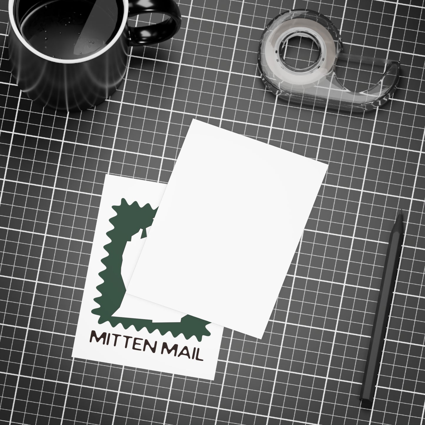 Michigan | Mitten Mail Green Stamp Design | Home State Greeting Card