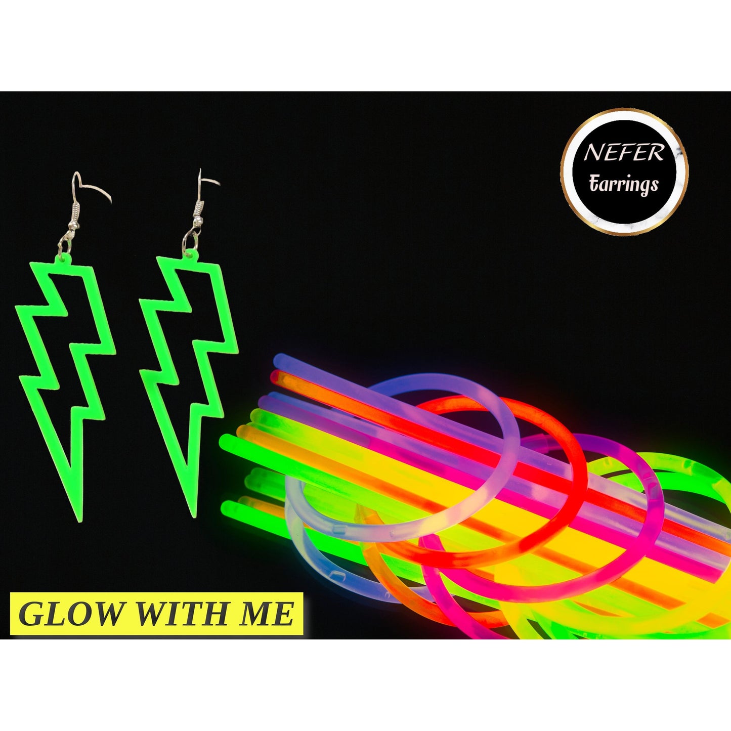 Green Lightning Drop Earring| Glow in the Dark | Funky Lightweight Earrings