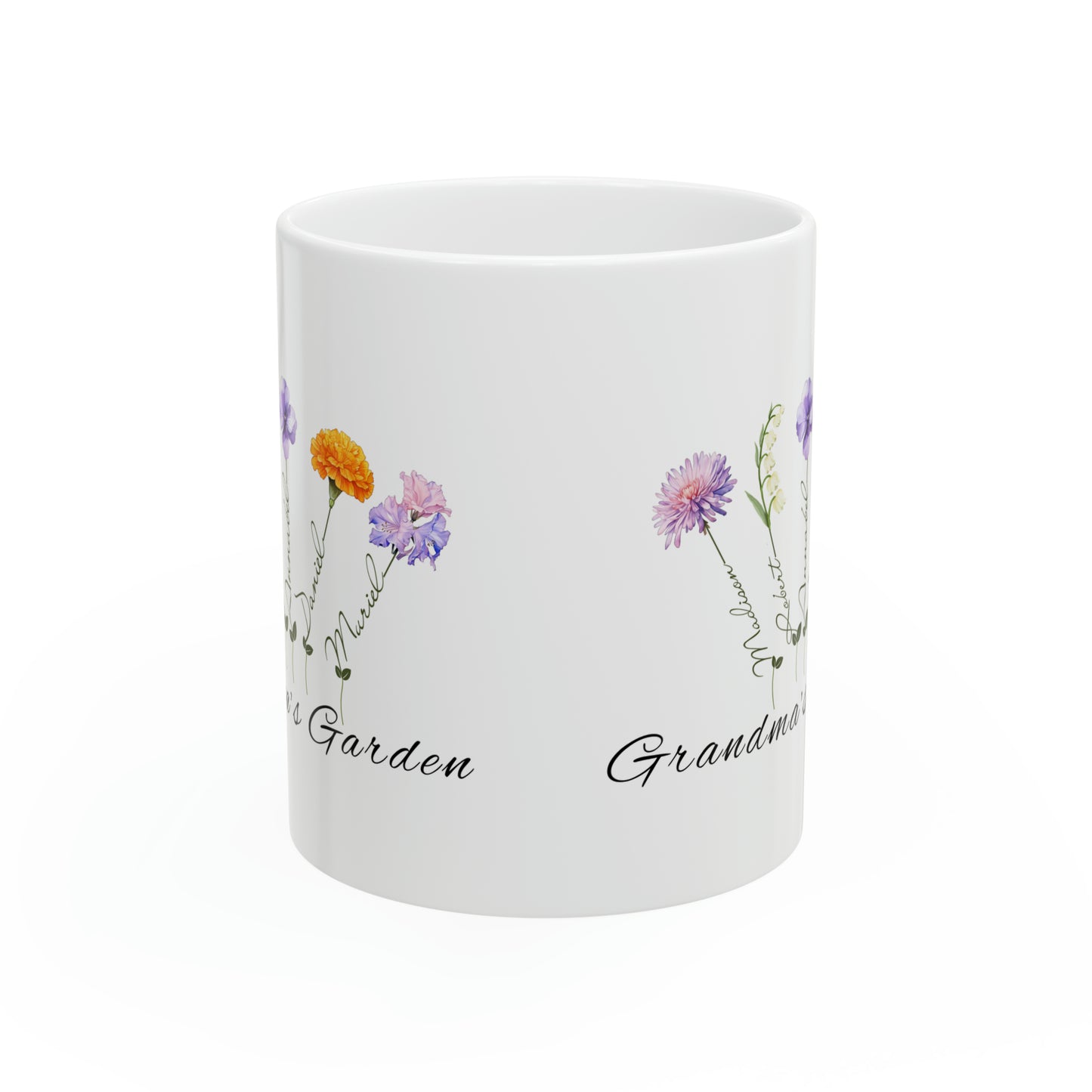 Vintage Look Birth Month Flowers Ceramic Mug