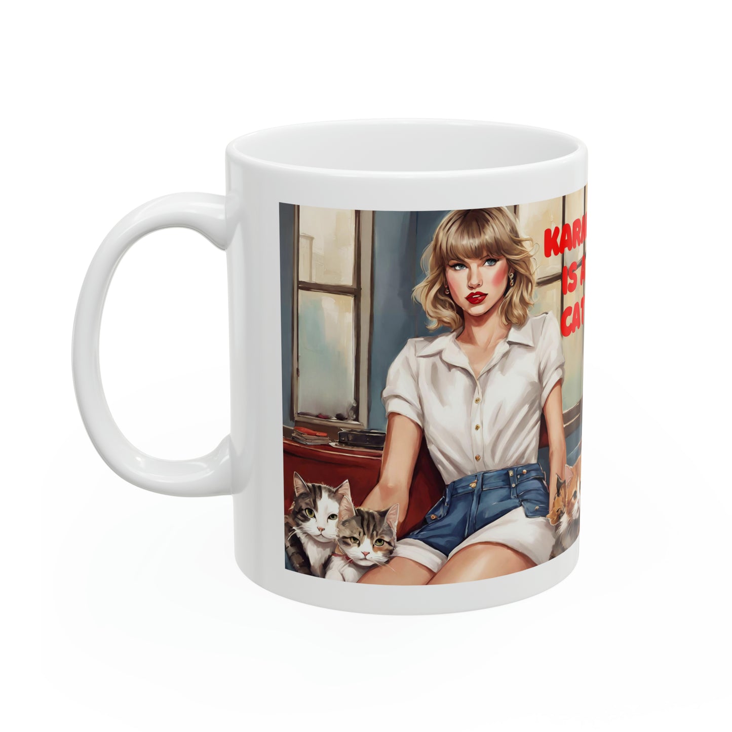 Karma is a Cat (2) Ceramic Coffee Mug 11oz | Taylor Swiftie Merch | Album Mug for Swiftie Fans | Gift for Swifties