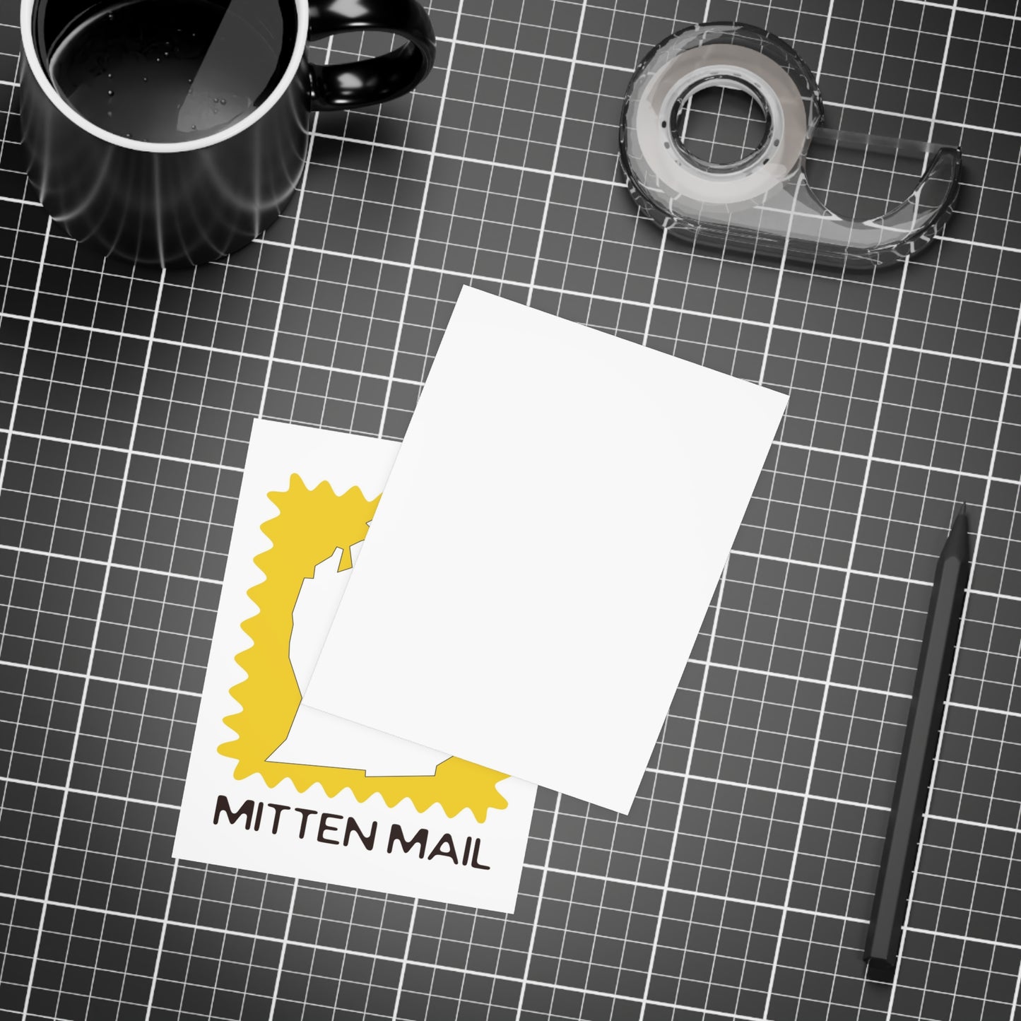 Michigan | Mitten Mail Yellow Stamp Design | Home State Greeting Card