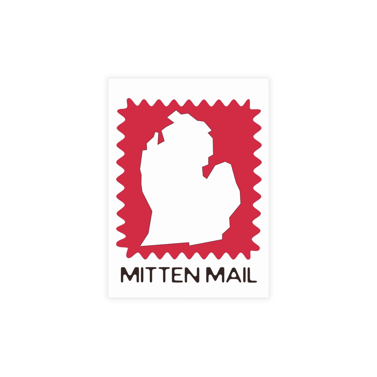 Michigan | Mitten Mail Red Stamp Design | Home State Greeting Card