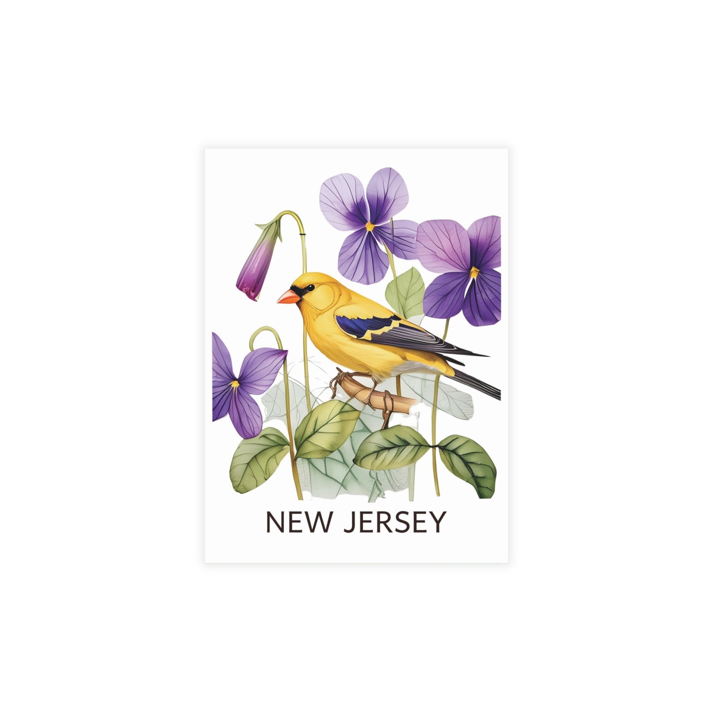 New Jersey | Goldfinch & Violet Flowers | Home State Greeting Card