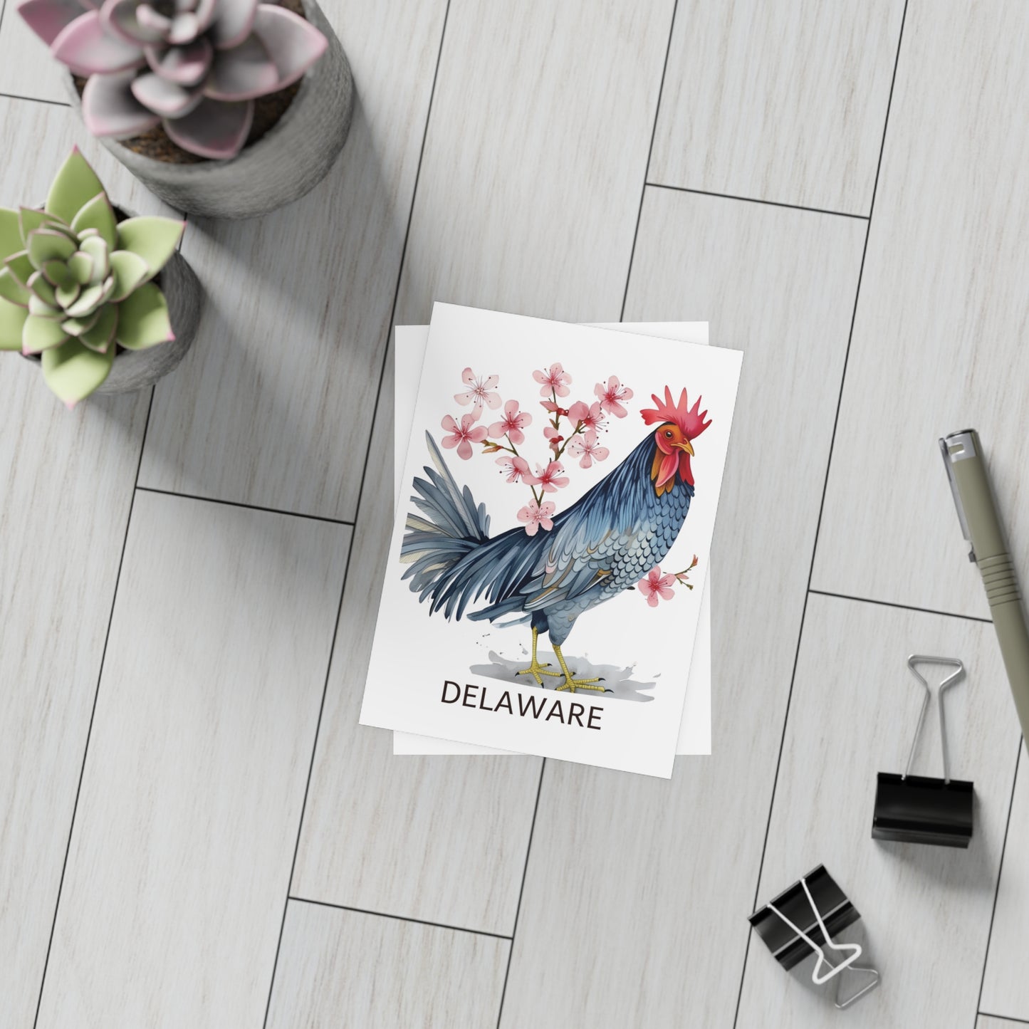 Delaware | Blue Hen Chicken & Peach | Home State Greeting Card