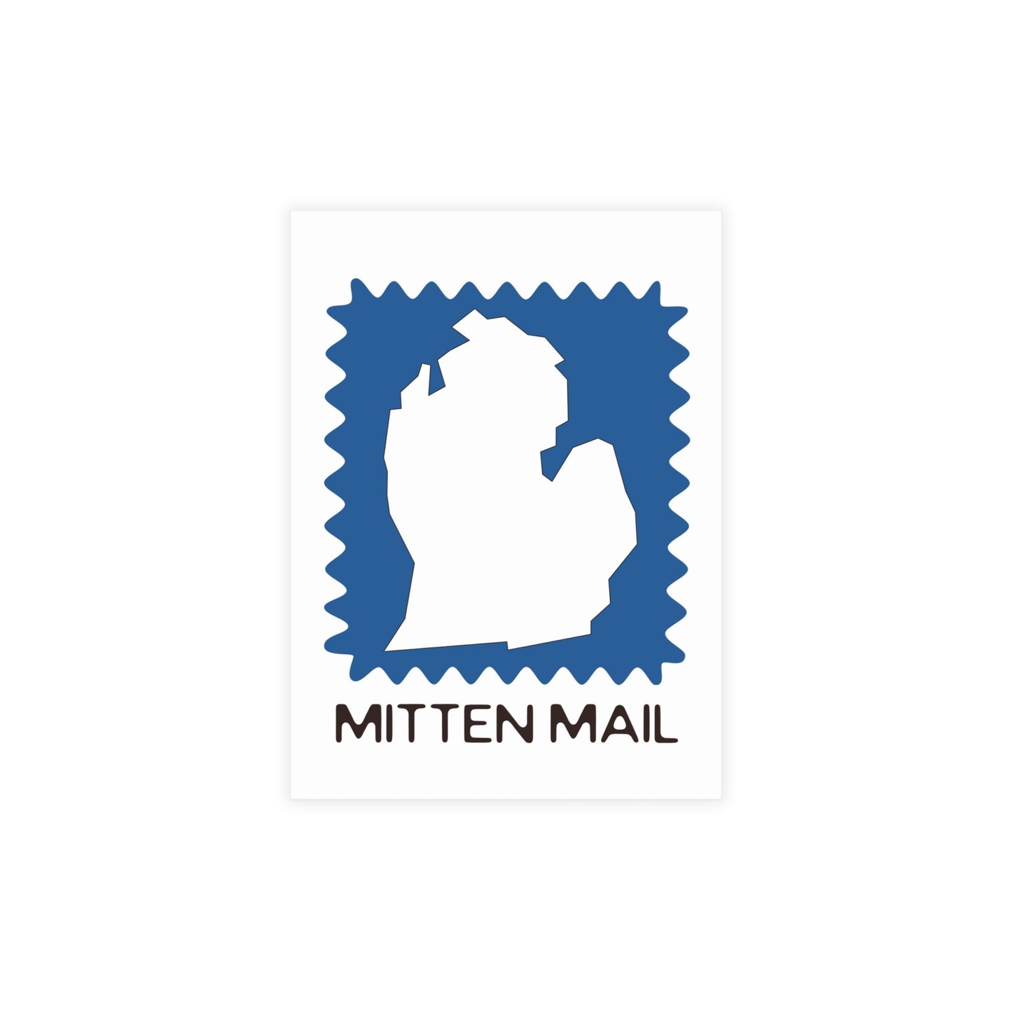 Michigan | Mitten Mail Blue Stamp Design | Home State Greeting Card