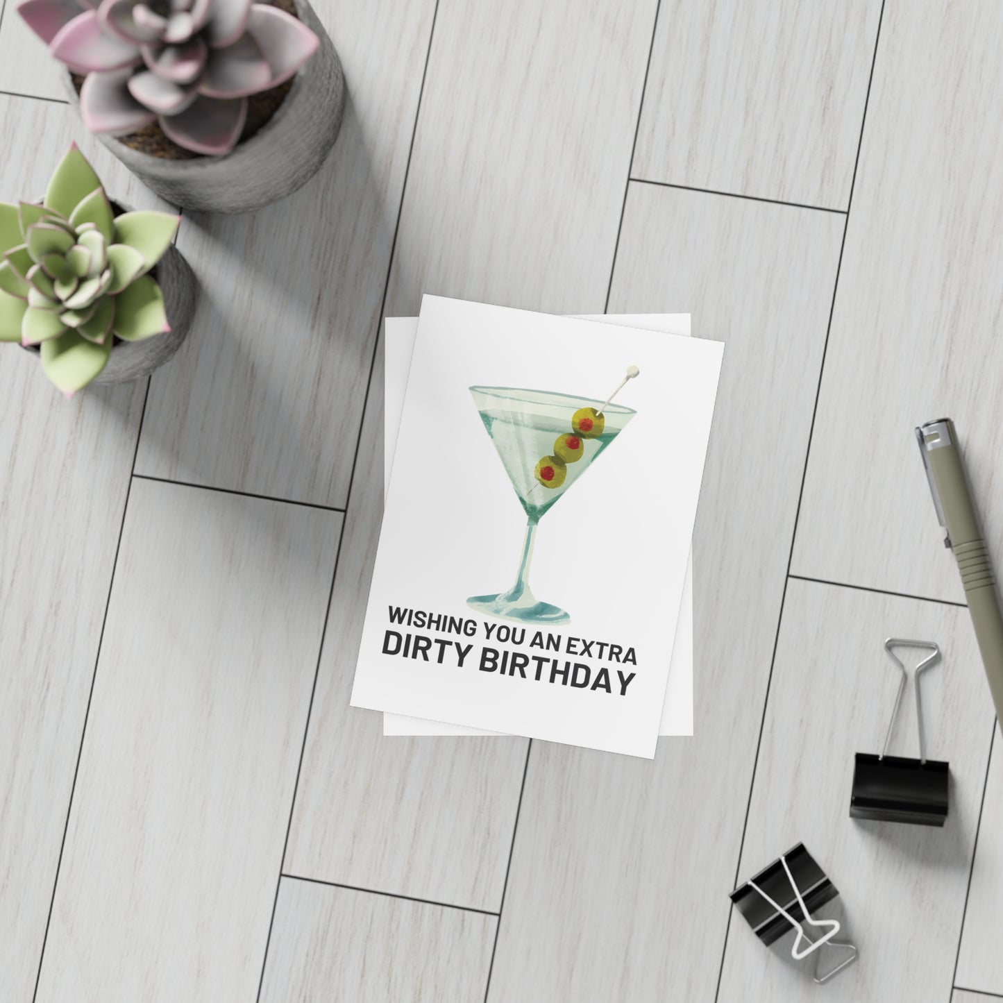 Wishing You an Extra Dirty Birthday | Martini-themed Greeting Card