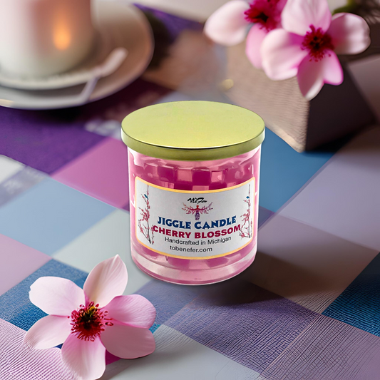 Cherry Blossom Checkered Jiggle Candle