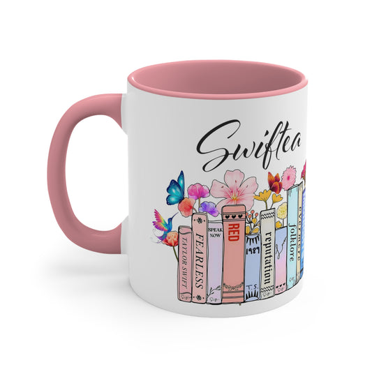 Swiftea - Karma is a Cat | 11 oz Ceramic Mug with Pink Accents