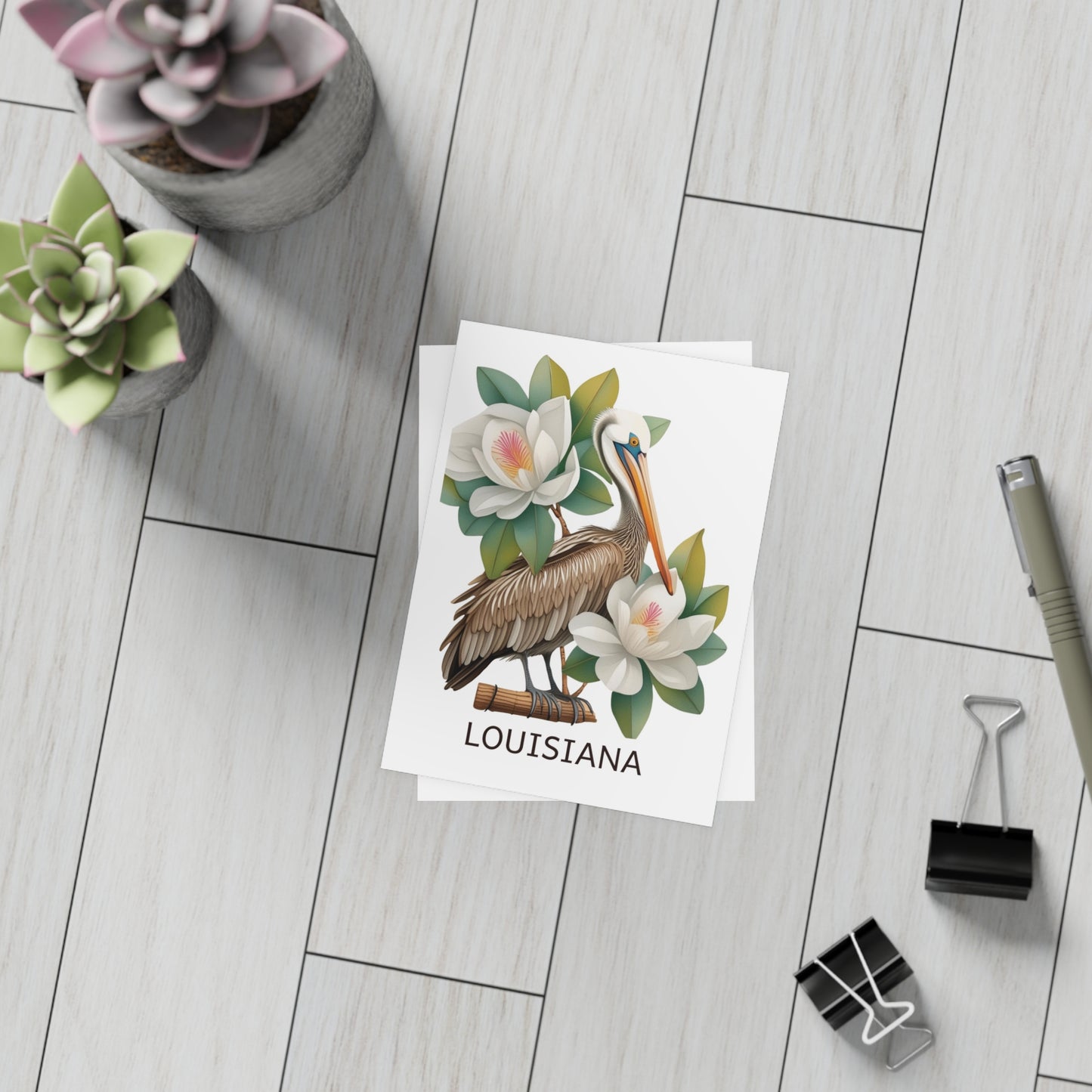 Louisiana| Brown Pelican & Magnolia Tree | Home State Greeting Card