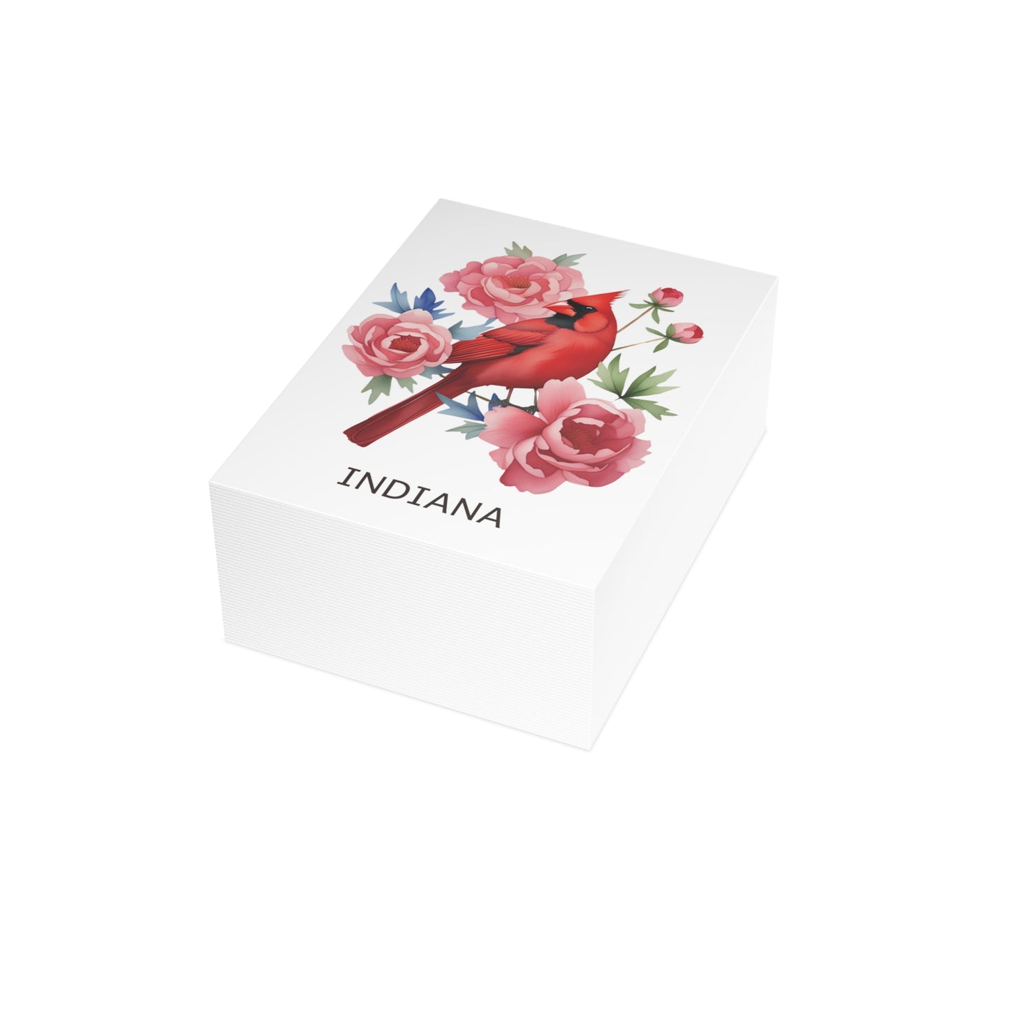 Indiana | Red Cardinal & Peonies | Home State Greeting Card