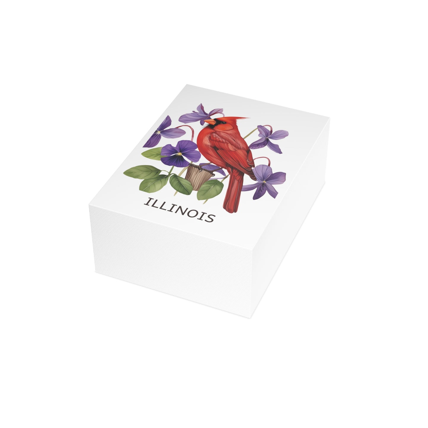 Illinois | Red Cardinal & Purple Violets | Home State Greeting Card