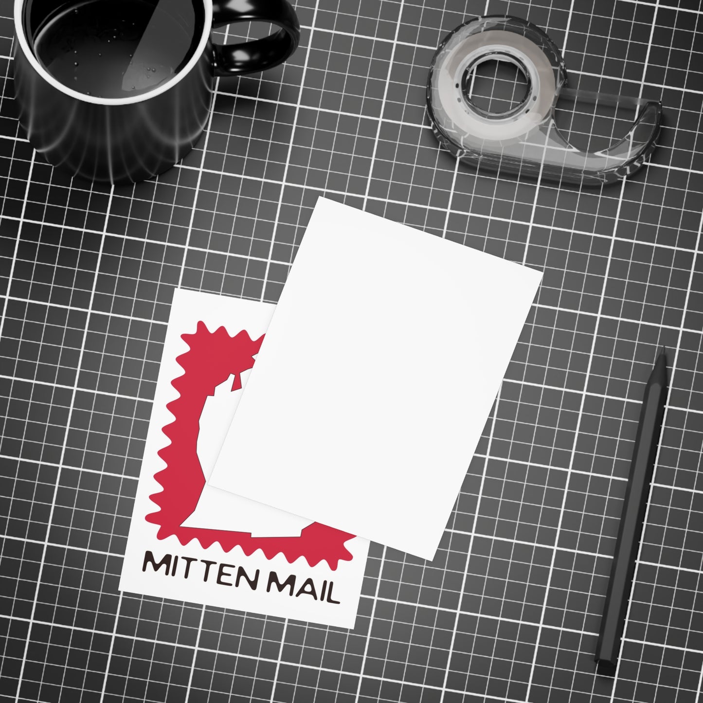 Michigan | Mitten Mail Red Stamp Design | Home State Greeting Card