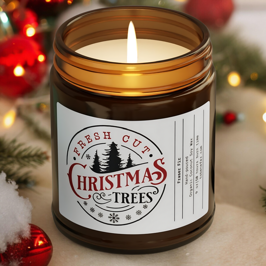 Fresh cut christmas trees candle 