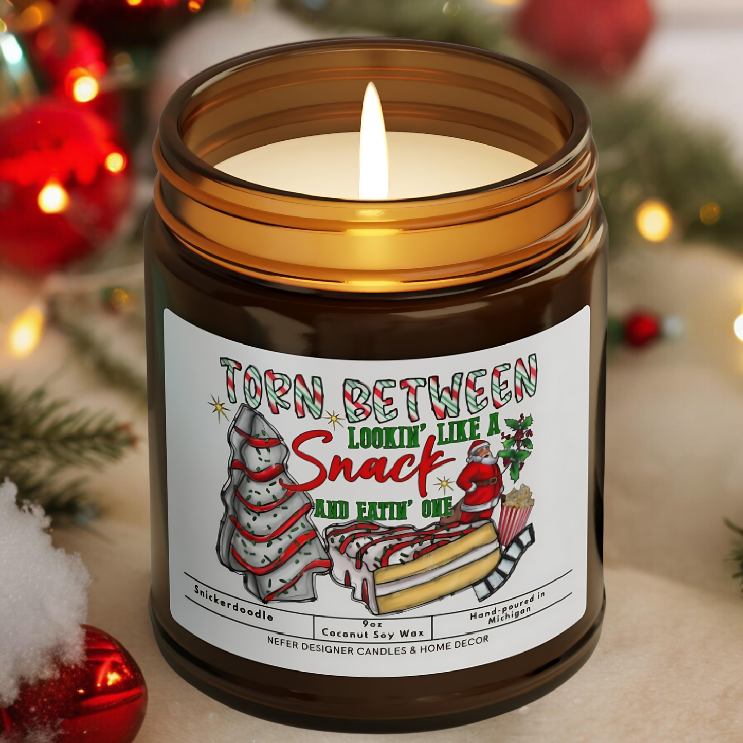 Torn Between Looking Like a Snack and Eating One - Funny Santa Candle