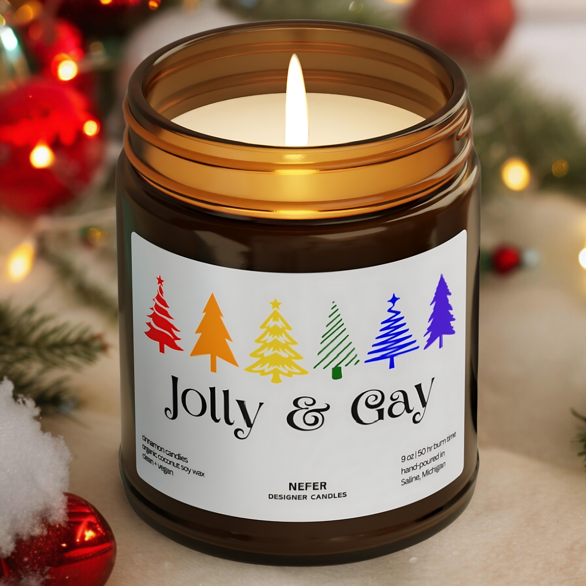 Jolly and Gay Christmas Candle