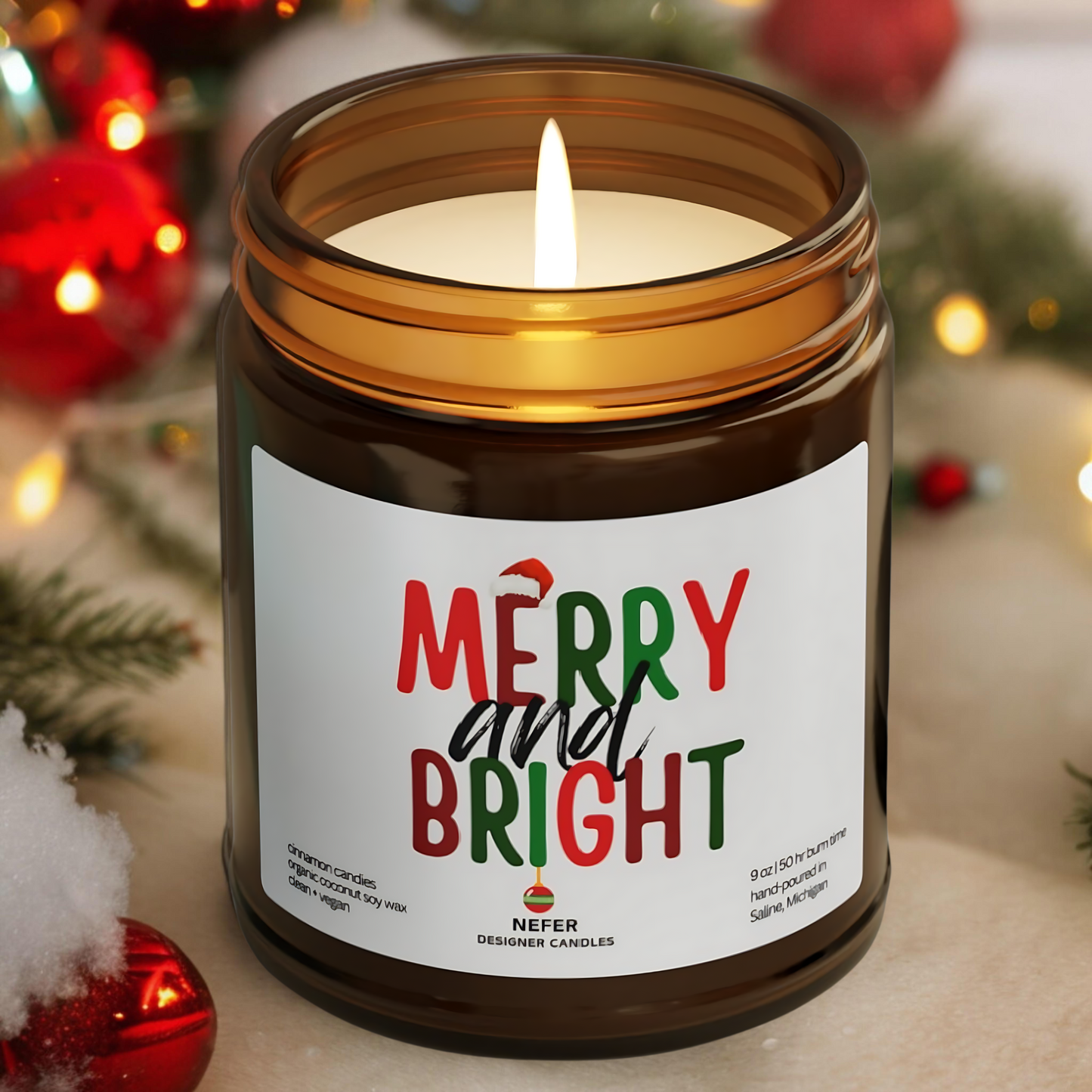 Merry and Bright Christmas Candle