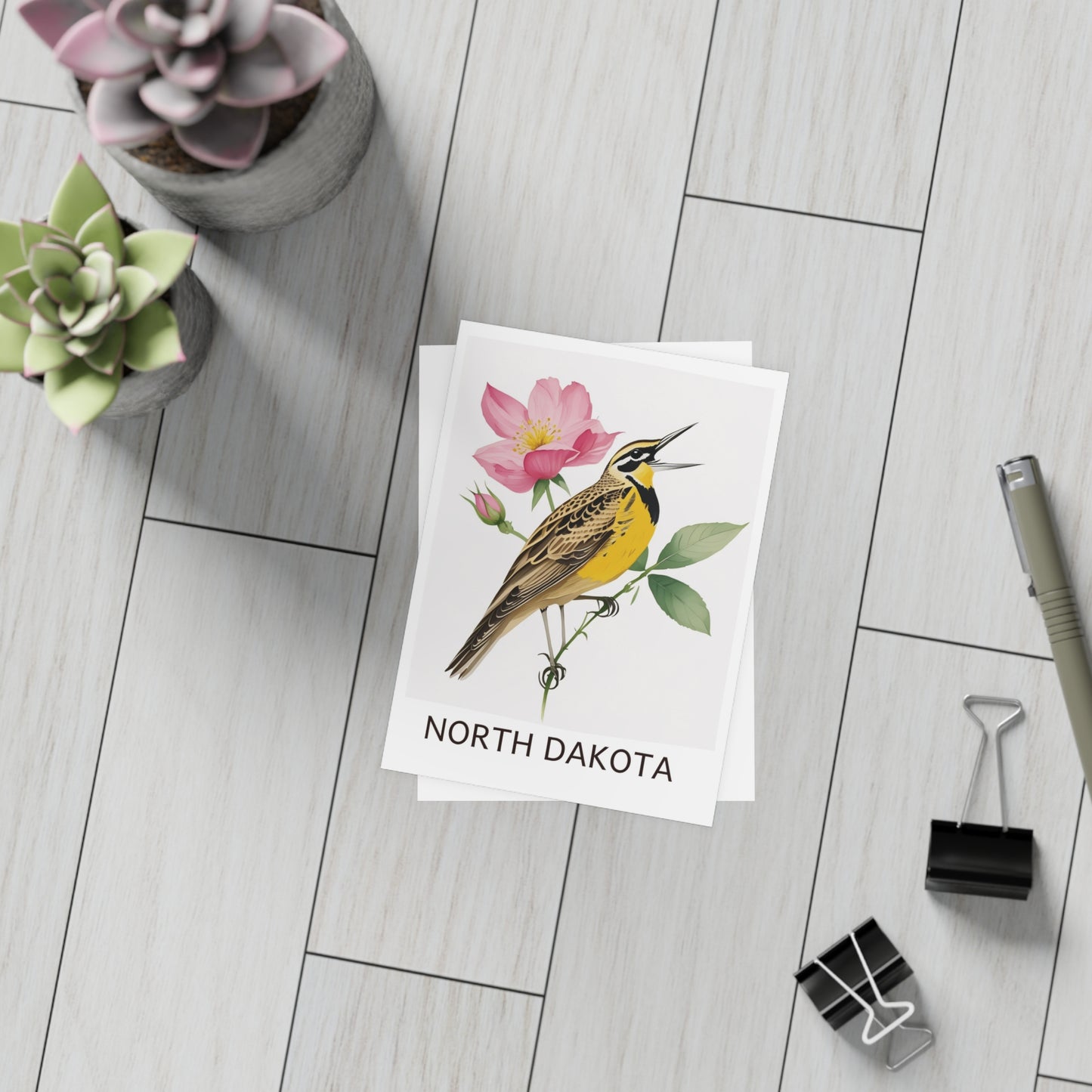 North Dakota | Meadowlark & Rose | Home State Greeting Card