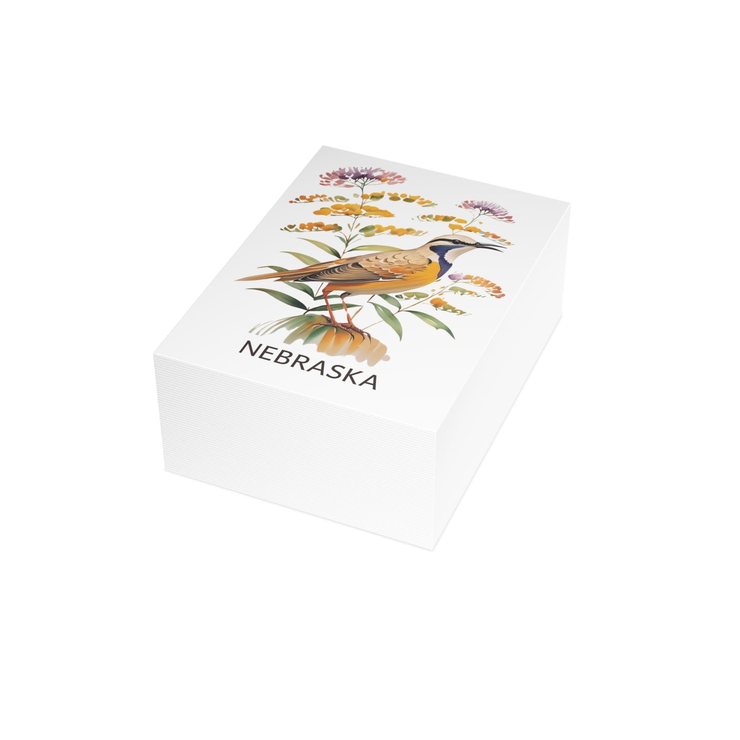 Nebraska | Meadowlark Bird & Goldenrod Flowers | Home State Greeting Card