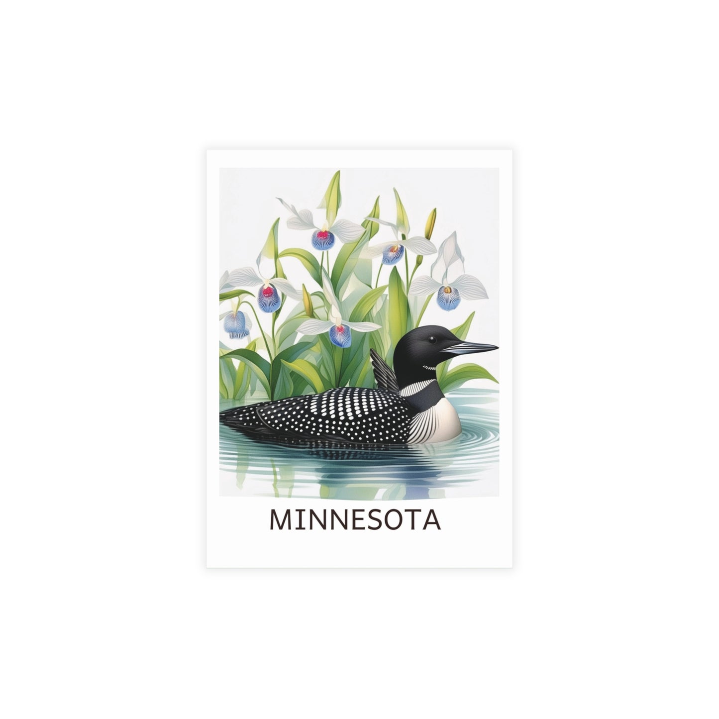 Minnesota |  Loon & Lady Slippers | Home State Greeting Card