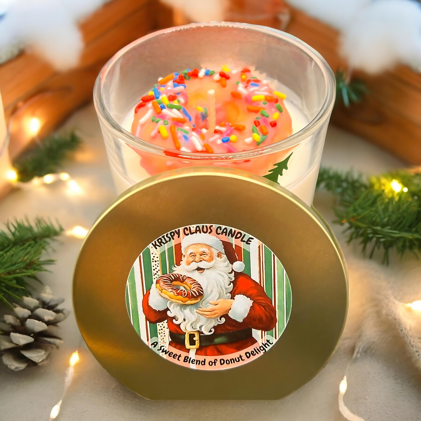 Krispy Claus Christmas Donut Candle
