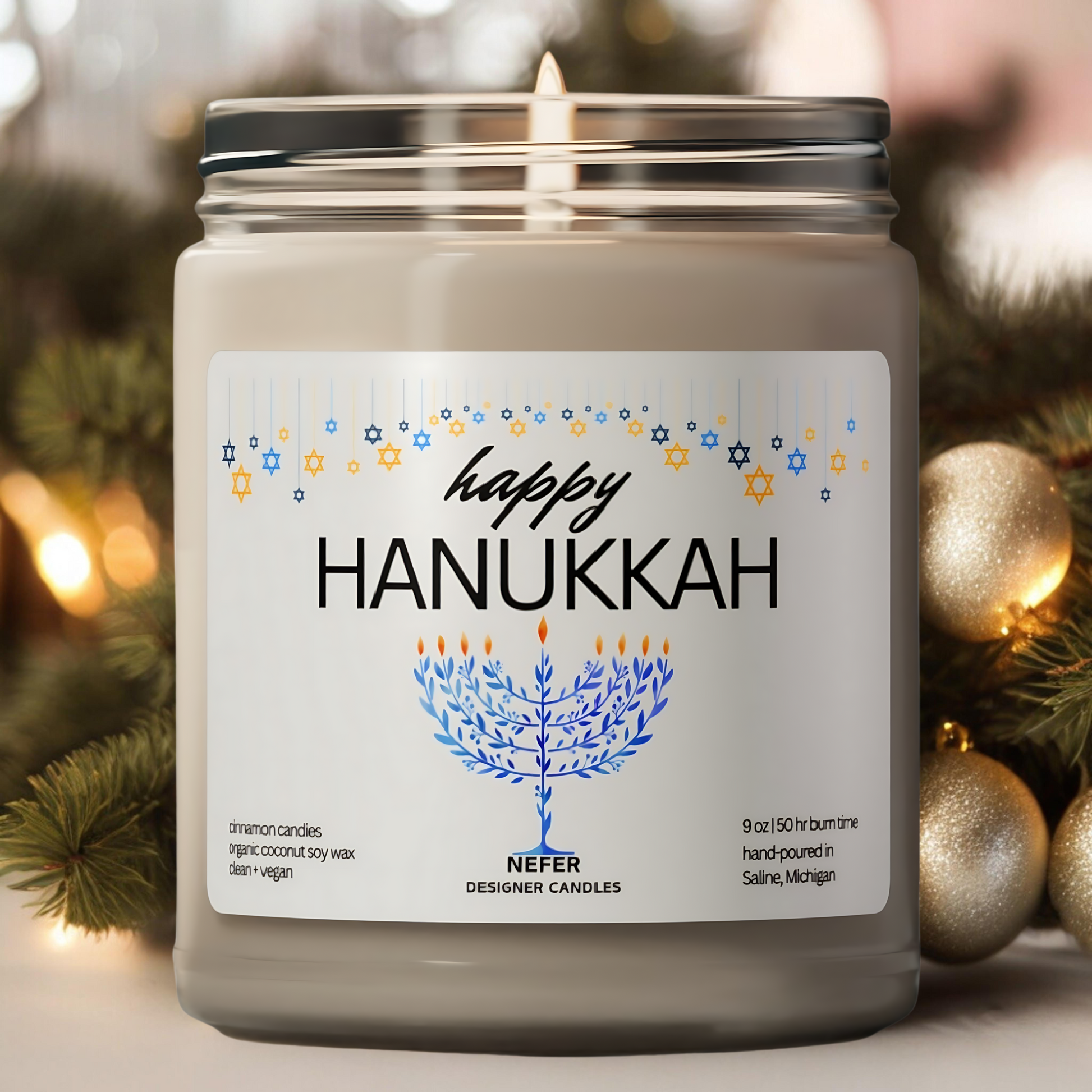 Happy Hanukkah Candle 