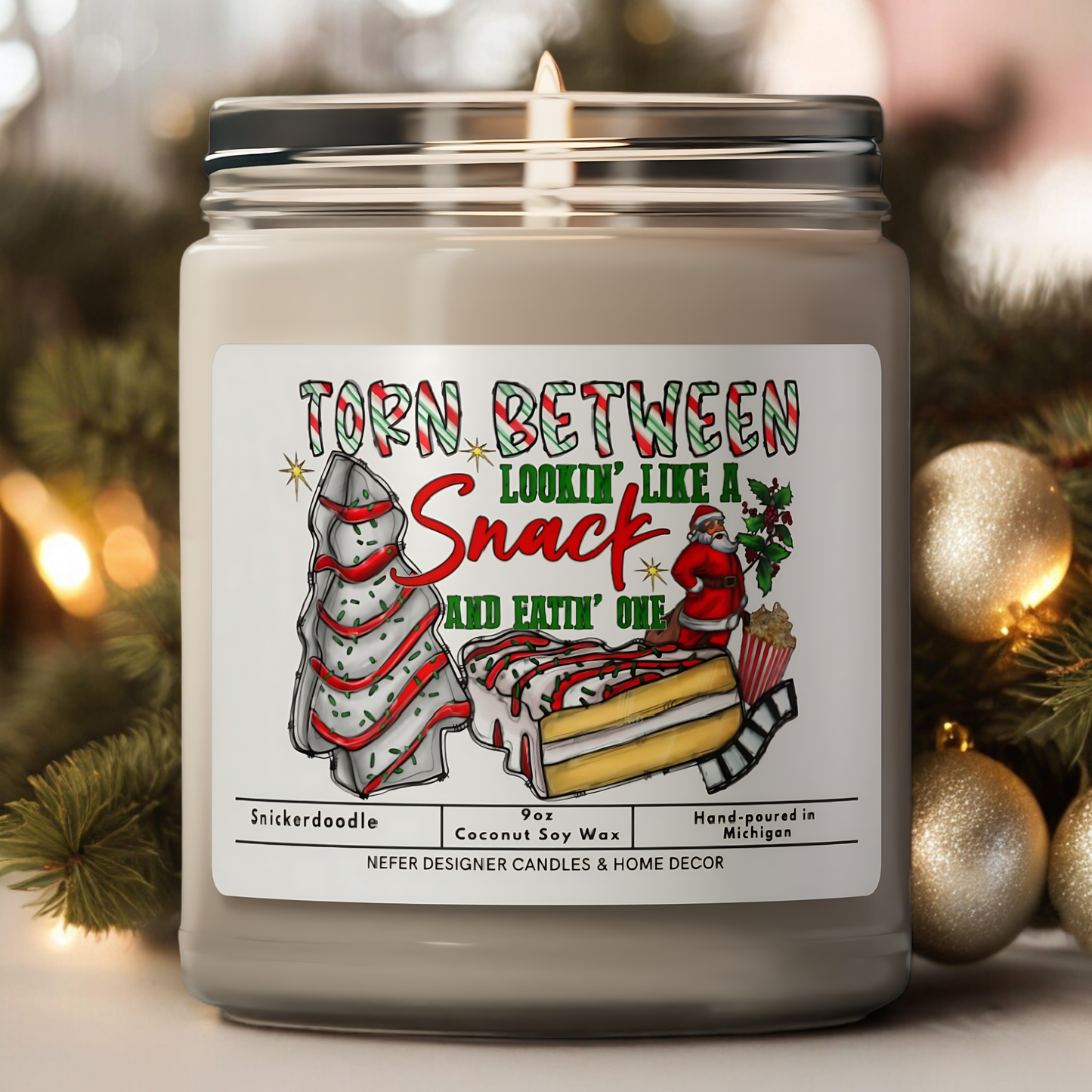 Torn Between Looking Like a Snack and Eating One - Funny Santa Candle