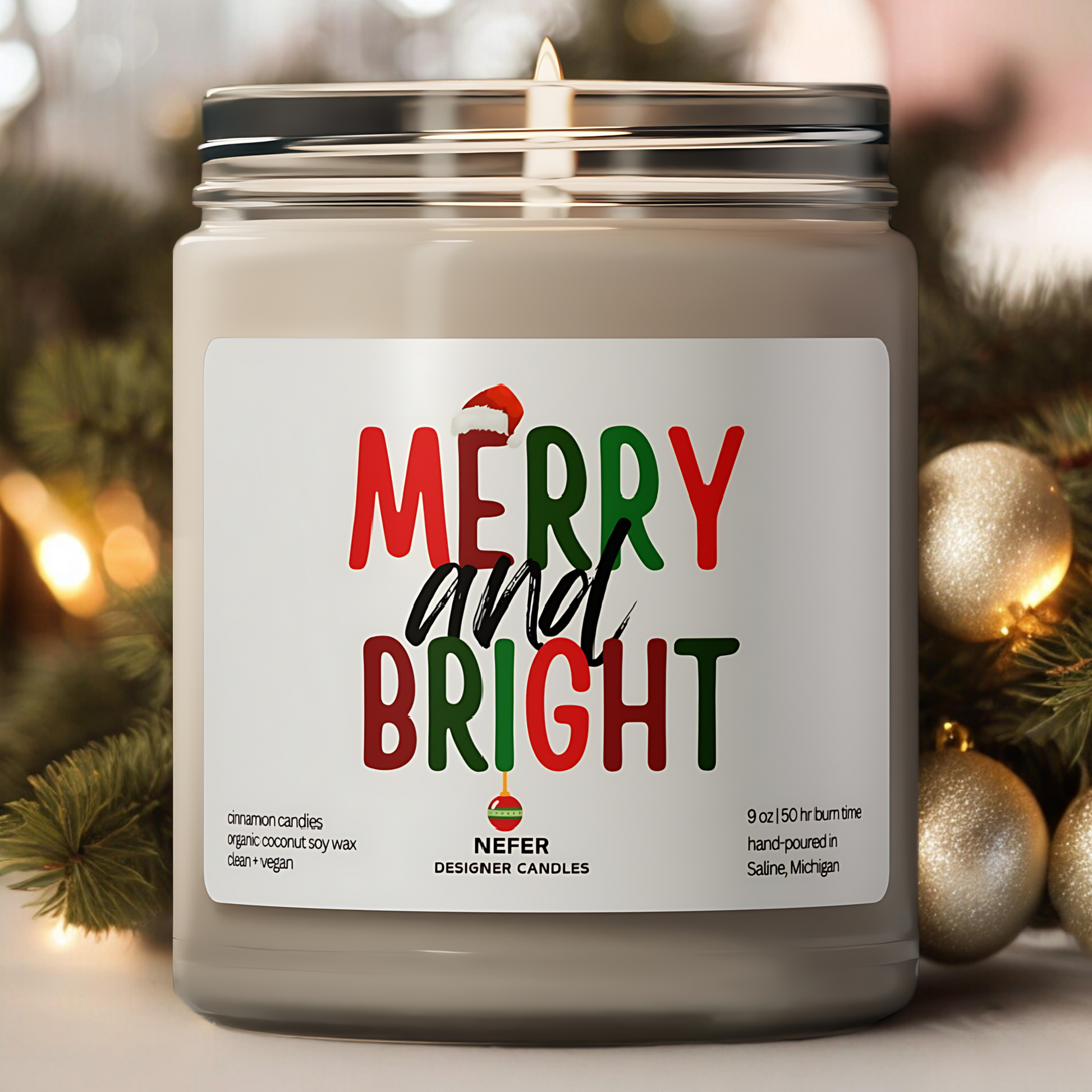 Merry and Bright Christmas Candle