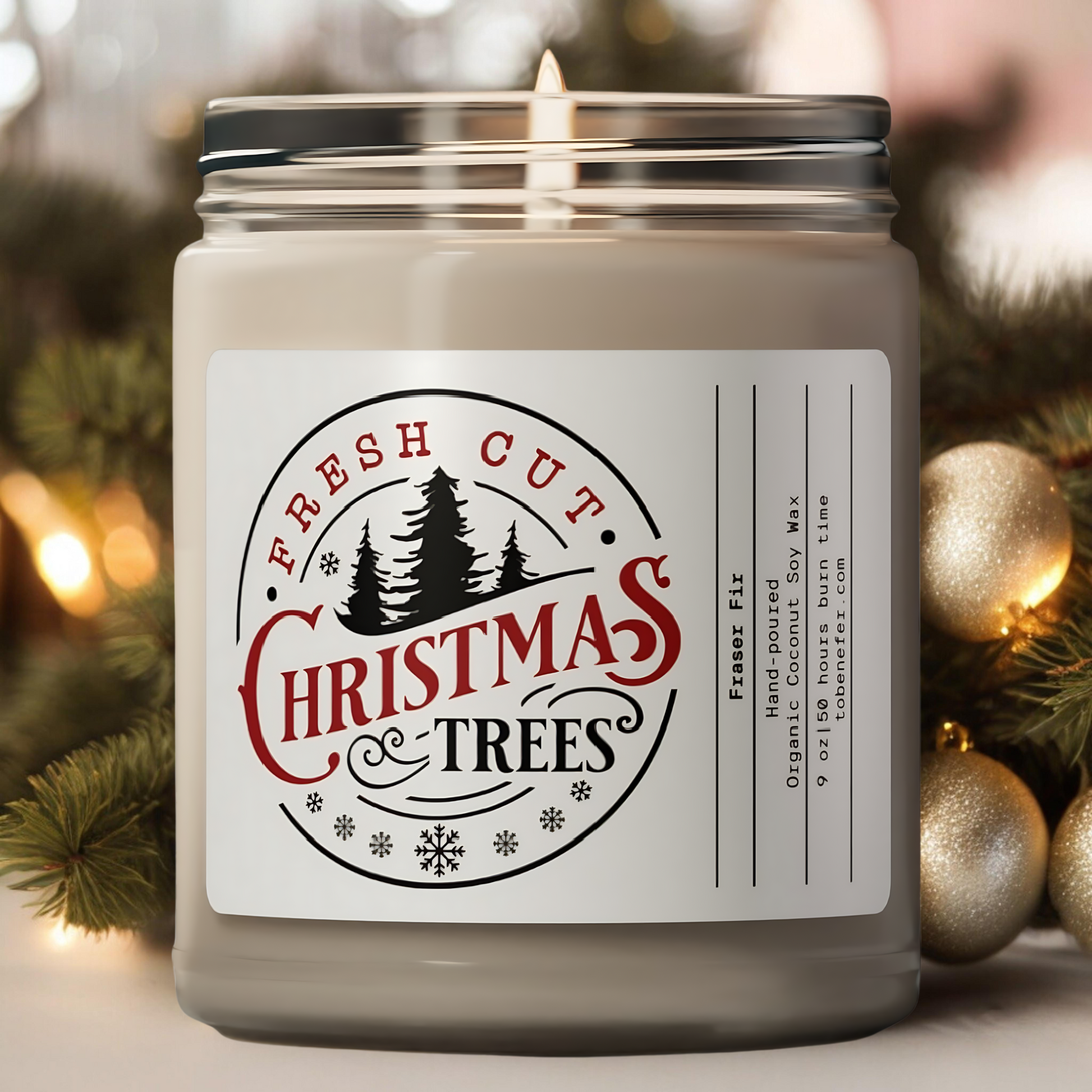 Fresh cut christmas trees candle 