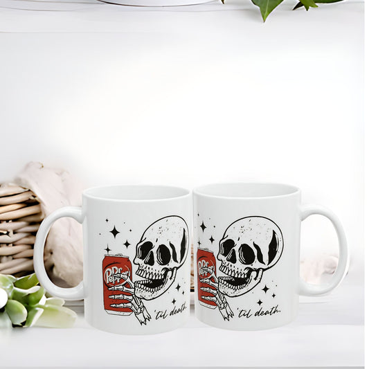 Till Death Skeleton Dr. Pepper Coffee Ceramic Mug