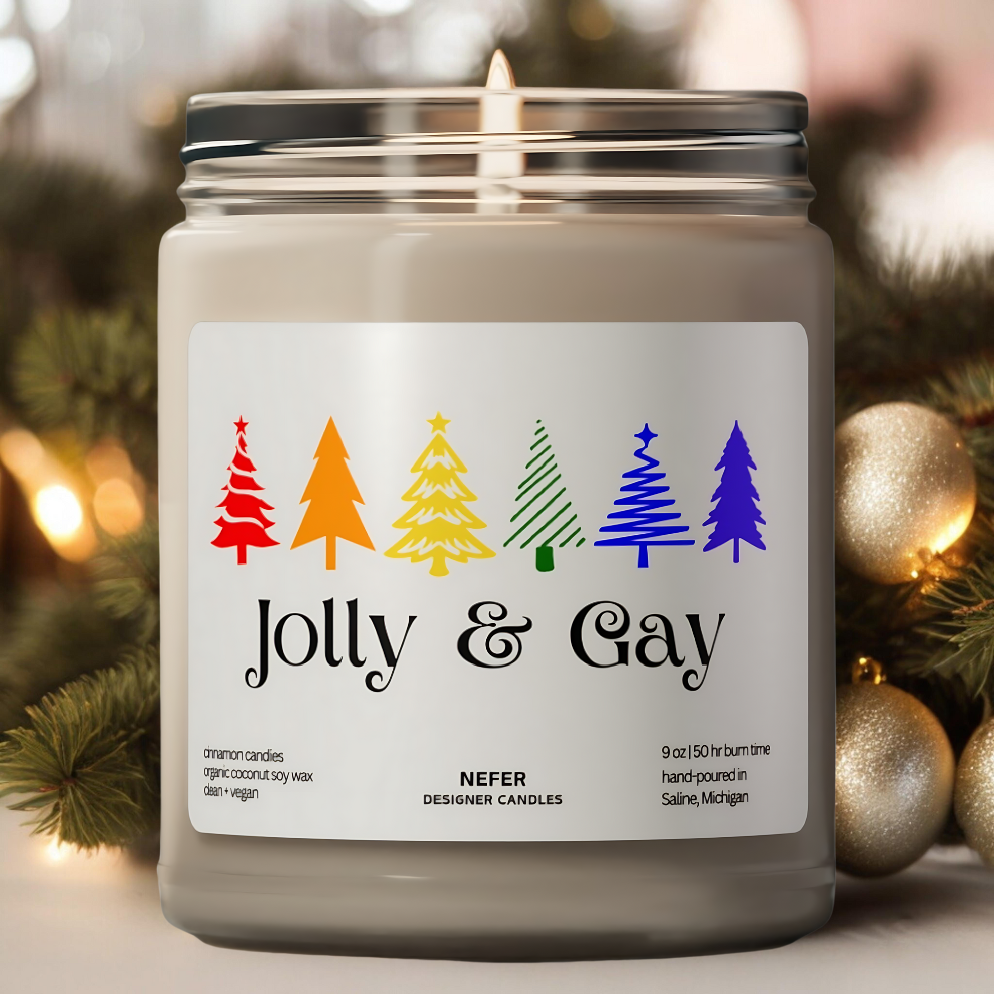 Jolly and Gay Christmas Candle