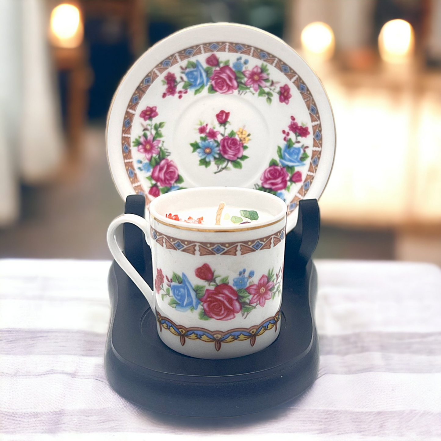 Chinese ZhongGuo Vintage Teacup Candle