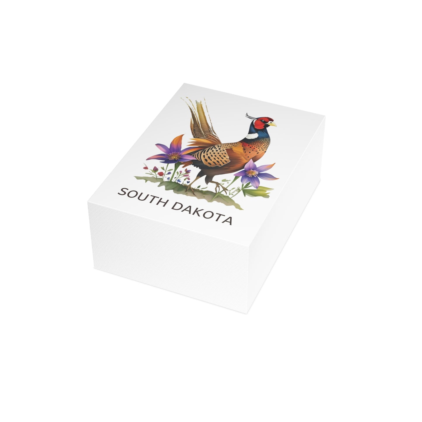 South Dakota | Ring-Necked Pheasant & Pasque Flowers | Home State Greeting Card