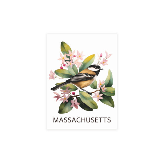 Massachusetts | Chickadee & Mayflower | Home State Greeting Card