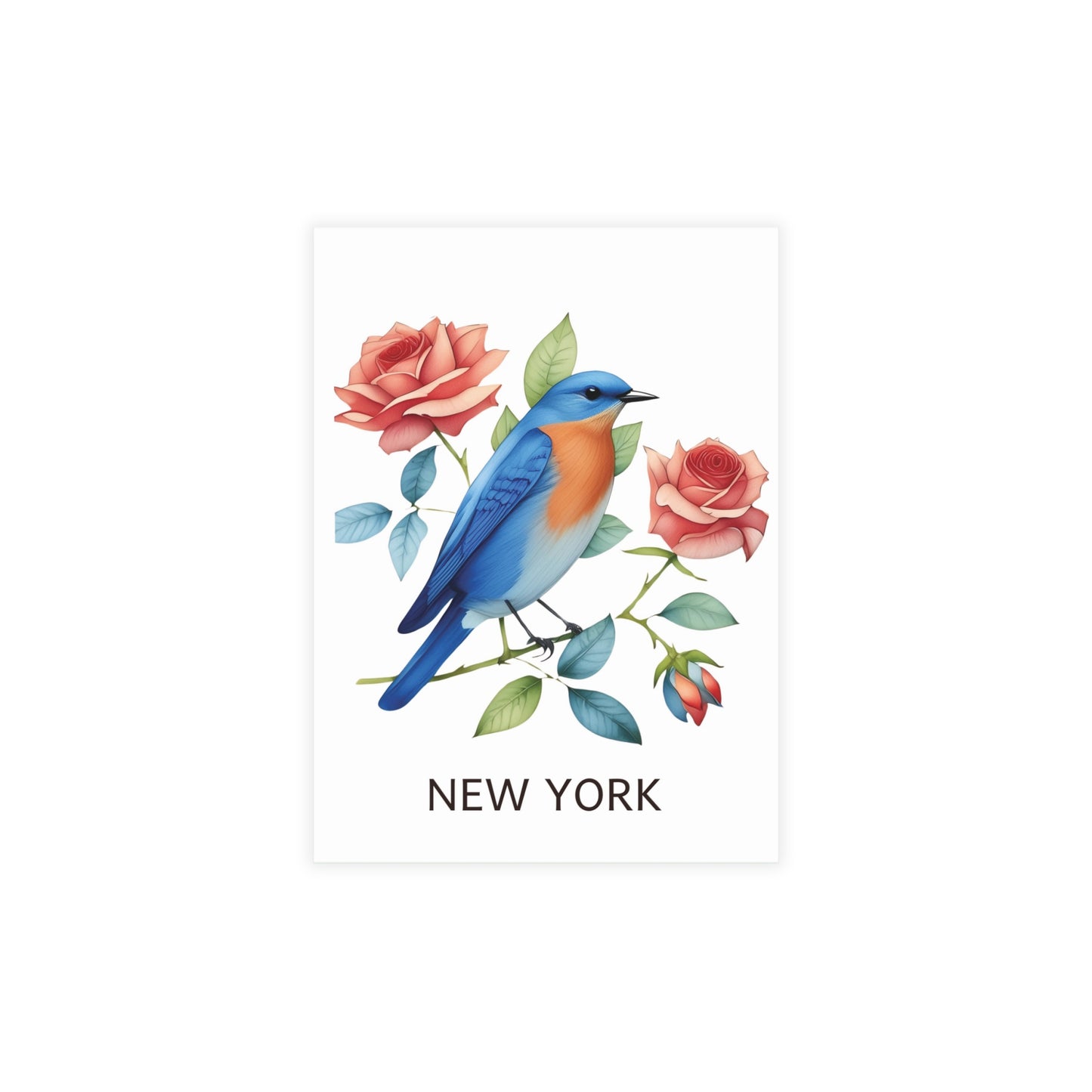 New York State | Bluebird & Roses | Home State Greeting Card