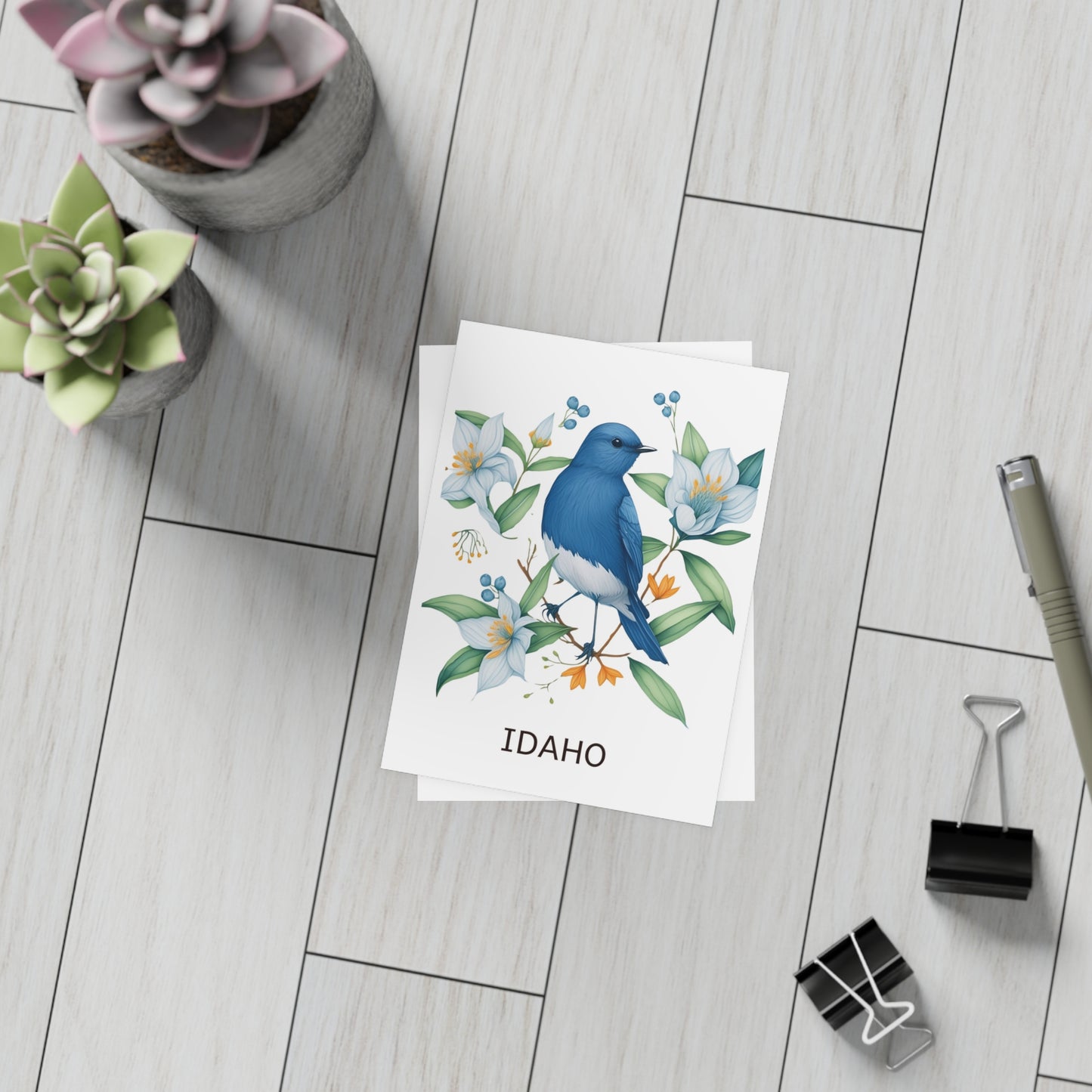 Idaho | Mountain Bluebird & Mock Orange | Home State Greeting Card