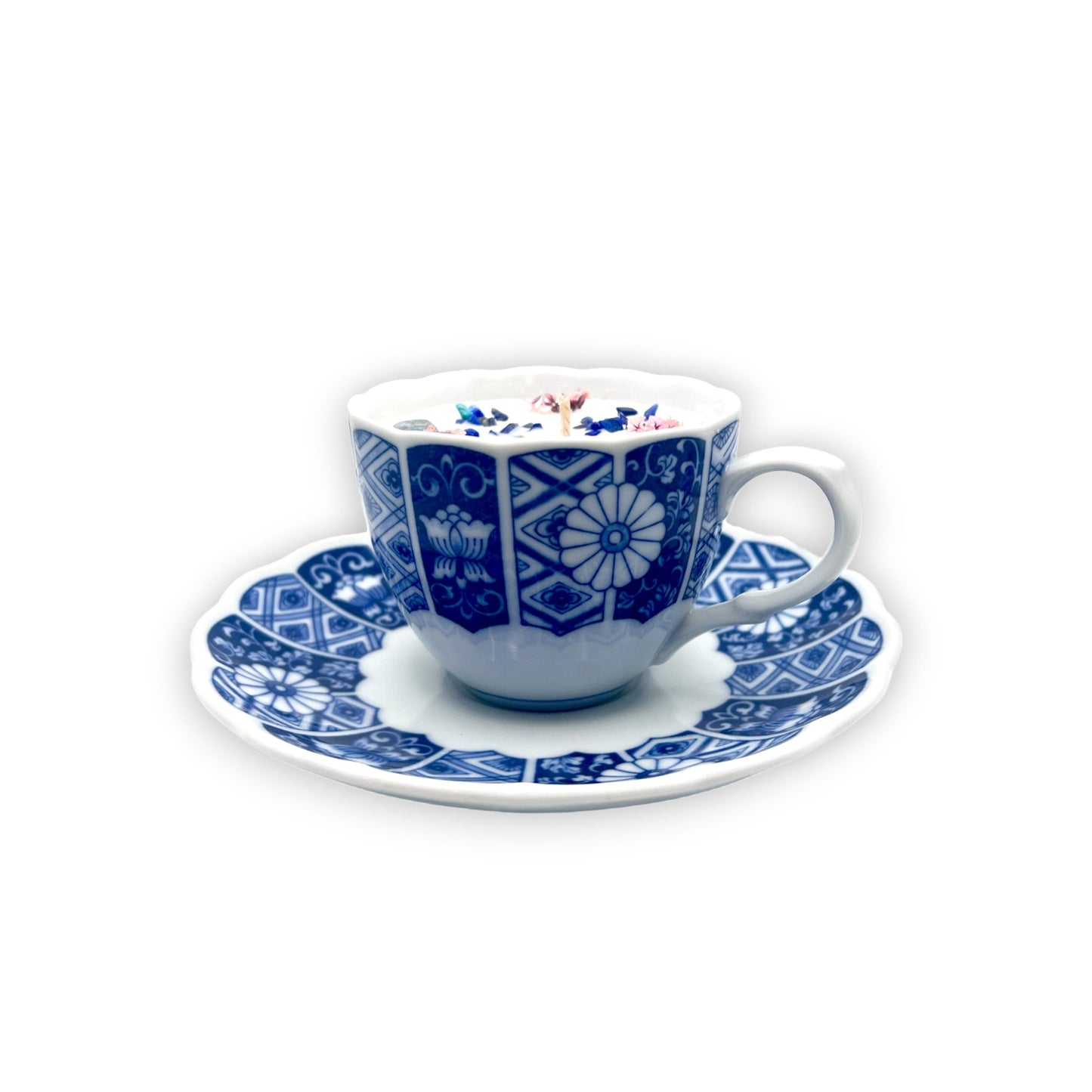 Japanese Blue Imari Mosaic Vintage Teacup Candle