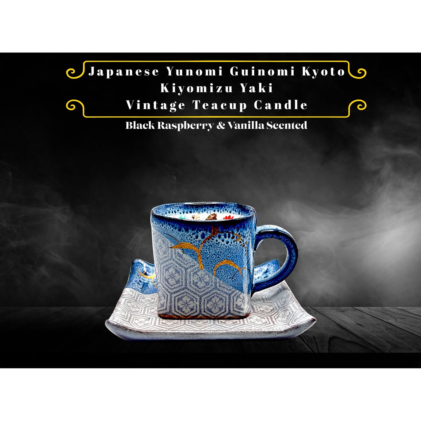 Japanese Yunomi Guinomi Kyoto Kiyomizu yaki Vintage Teacup Candle
