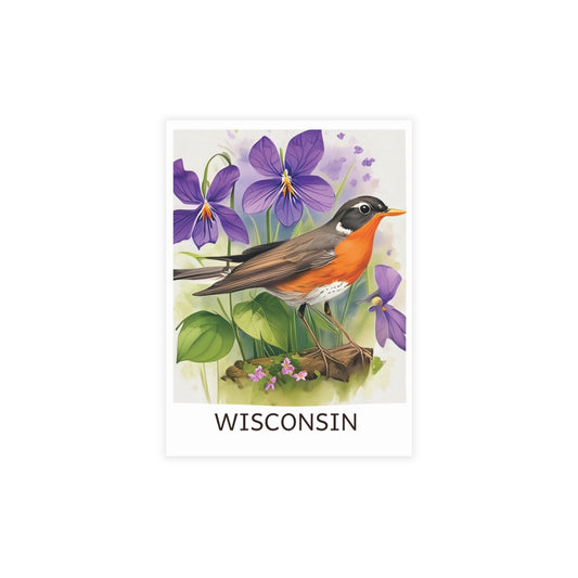 Wisconsin | Robin & Violets | Home State Greeting Card