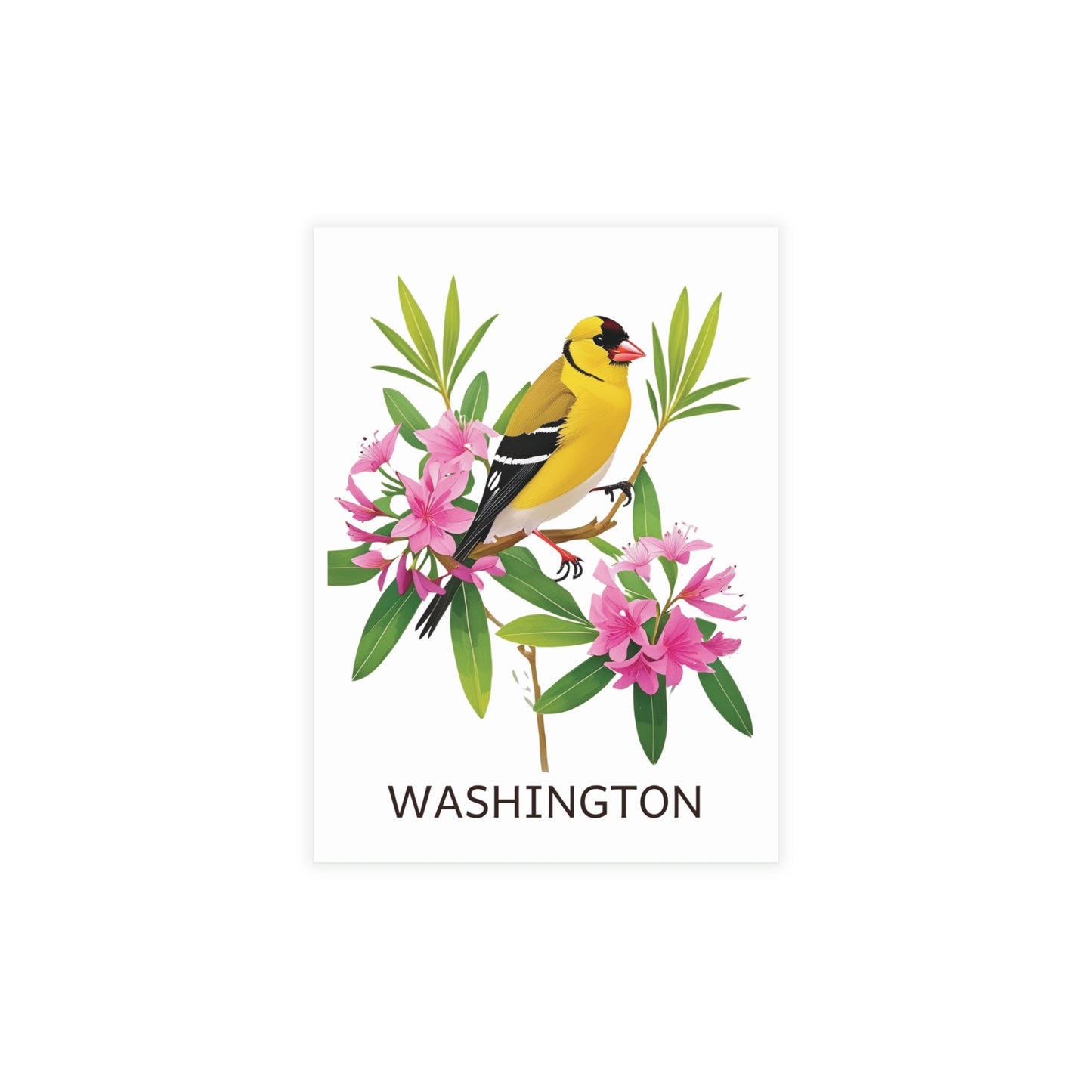 Washington | Goldfinch & Rhododendrons | Home State Greeting Card