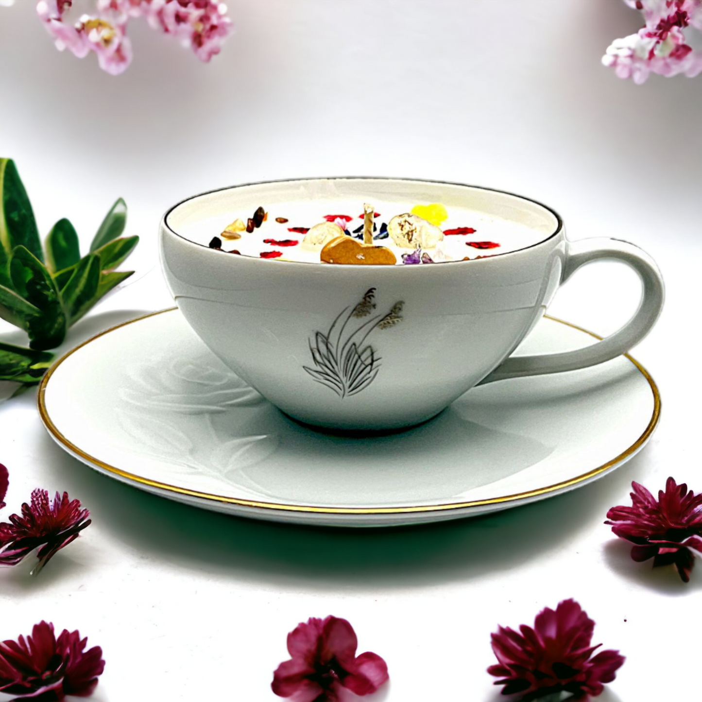 Japanese Combined Beauty of Noritake and Arita Vintage Teacup Candle