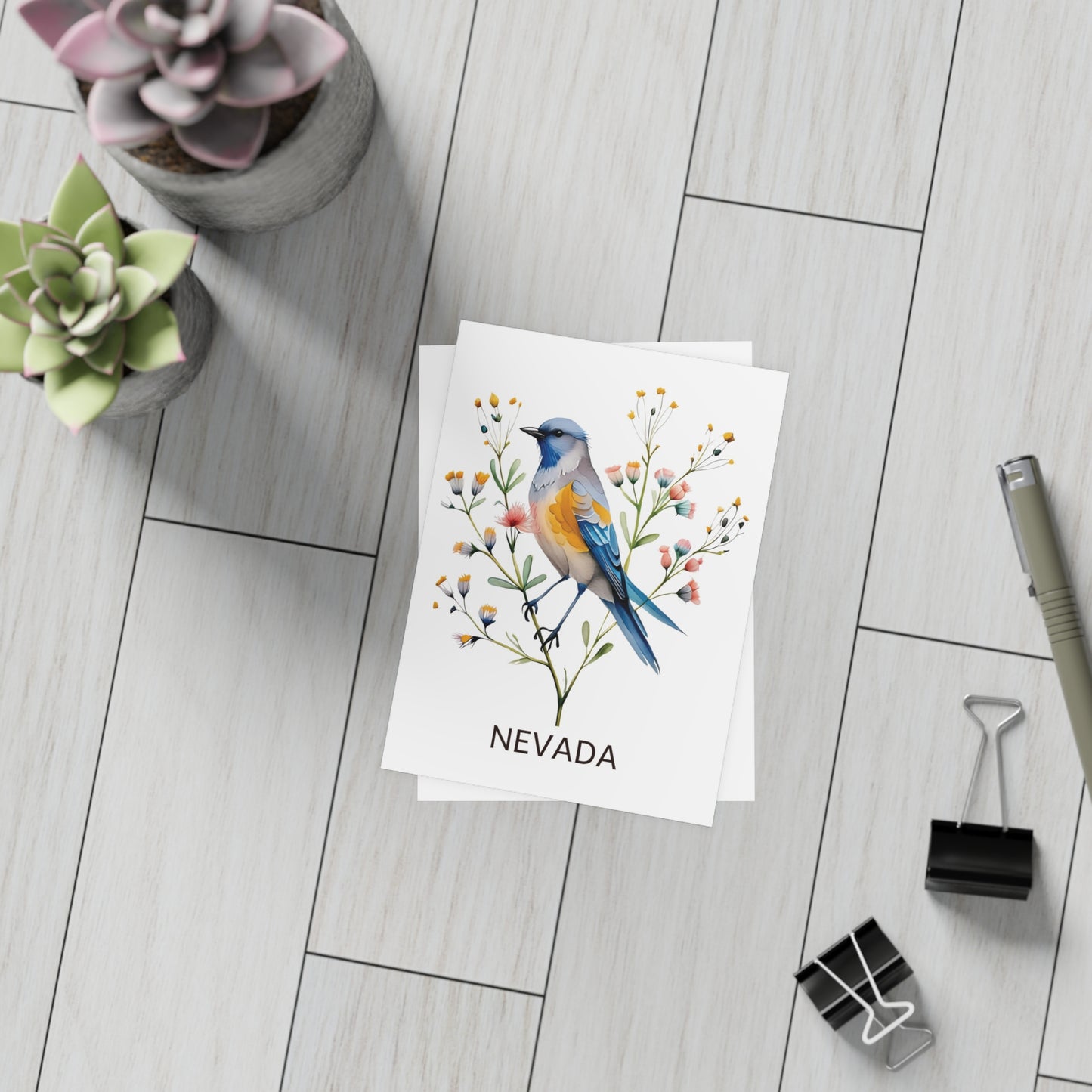 Nevada | Bluebird & Goldenrod Flowers | Home State Greeting Card