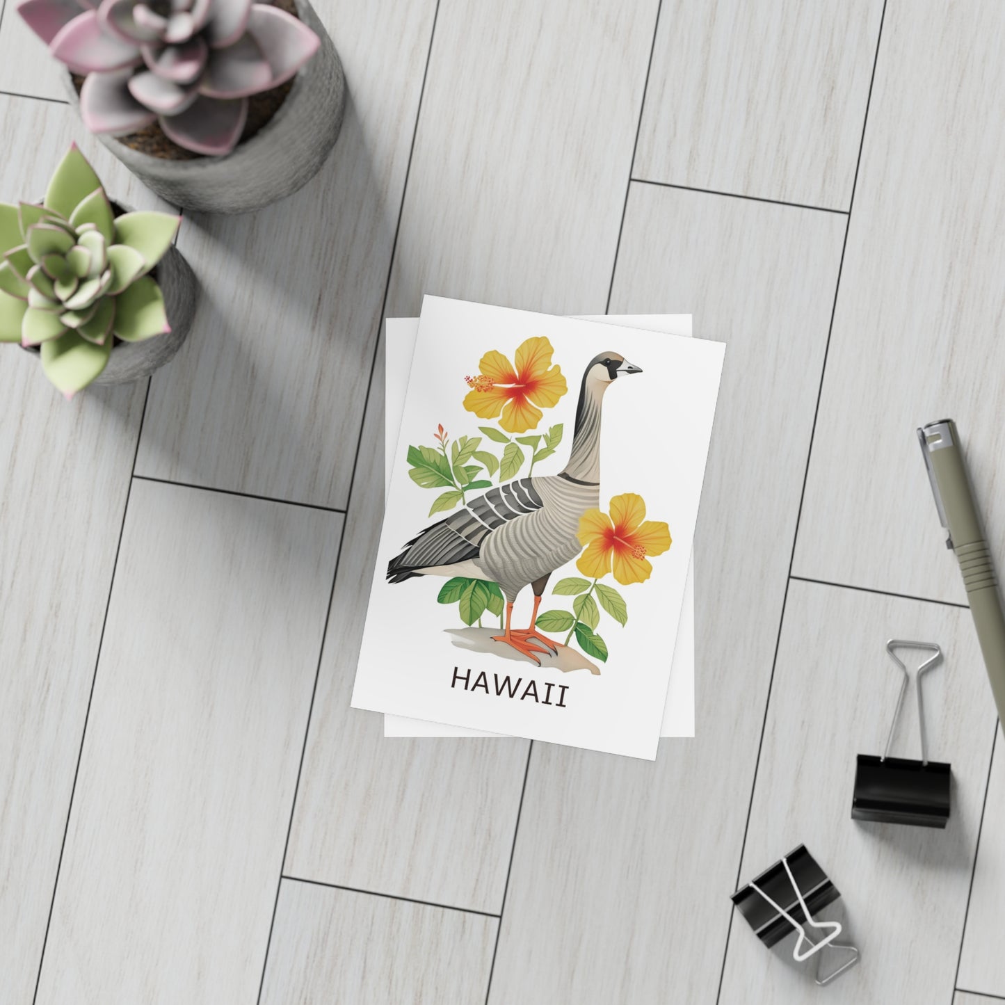 Hawaii State | Goose & Hibiscus | Home State Greeting Card