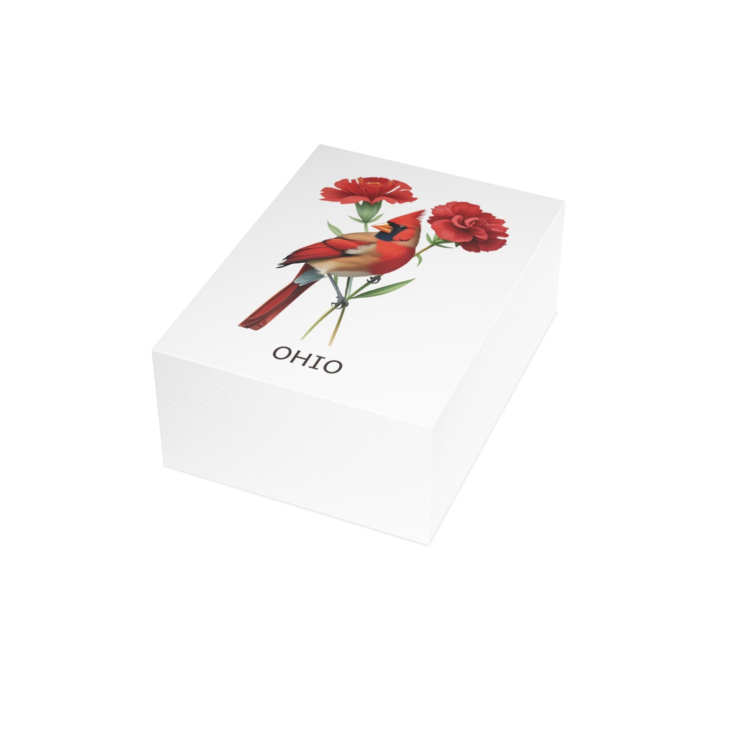 Ohio | Red Cardinal & Carnations | Home State Greeting Card