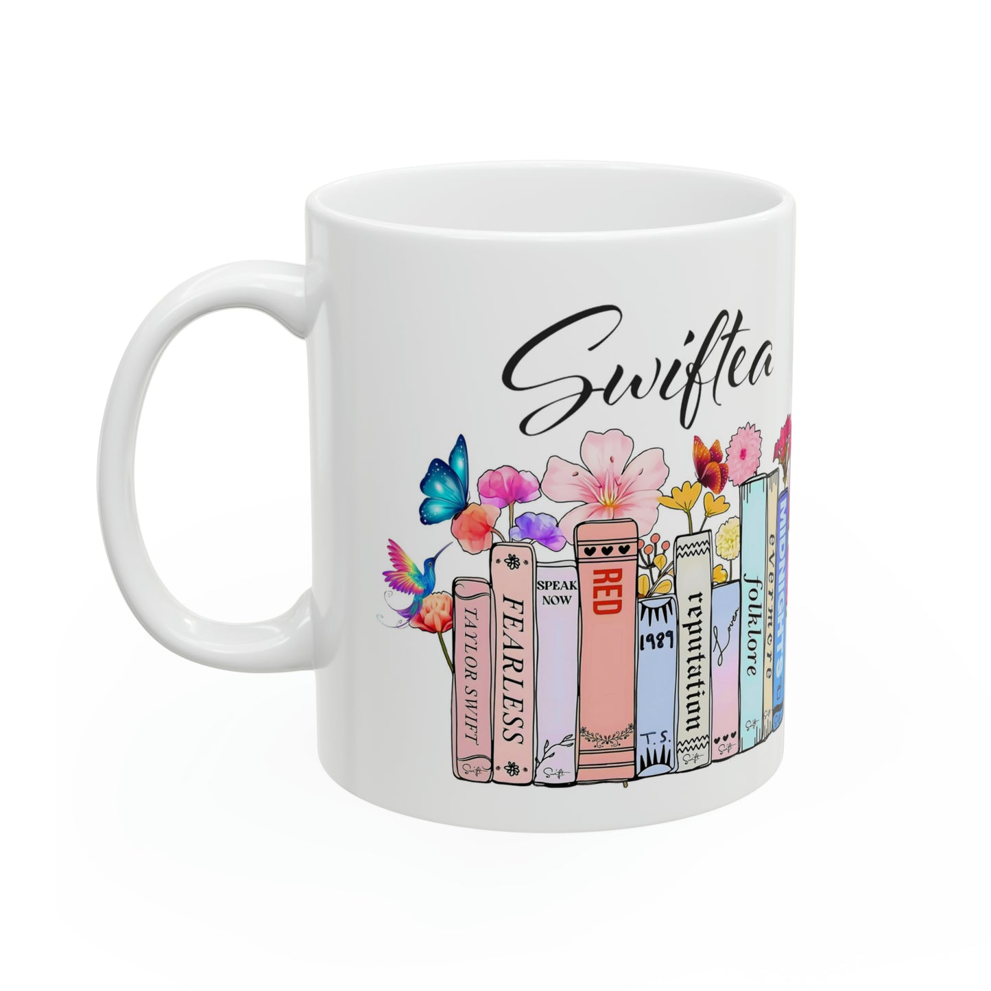 Taylor's Swiftea Ceramic Mug 11oz | Taylor Swiftie Merch | Floral Album Mug for Swiftie Fans | Christmas and Birthday Gifts for Swifties