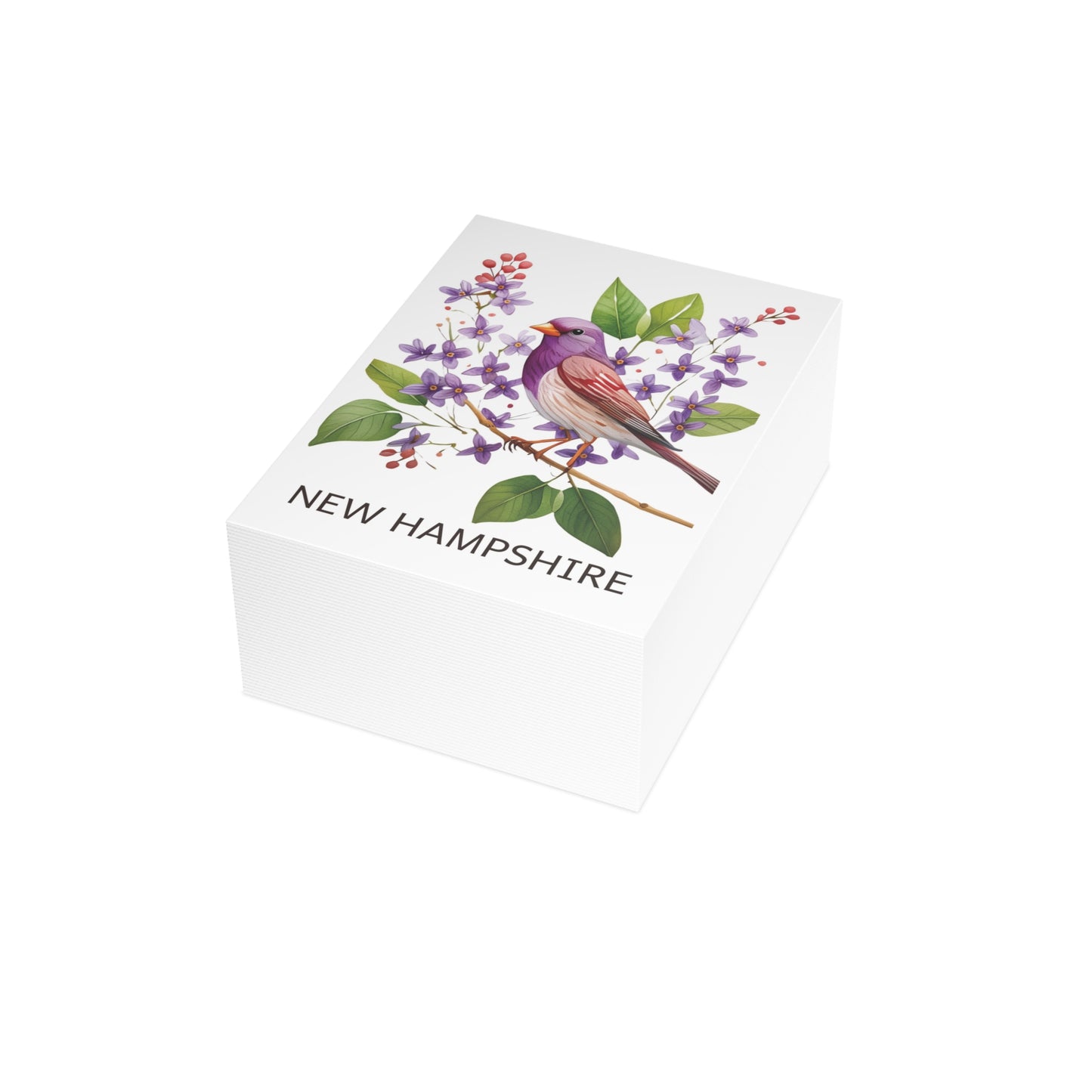 New Hampshire | Purple Finch & Lilac Flowers | Home State Greeting Card