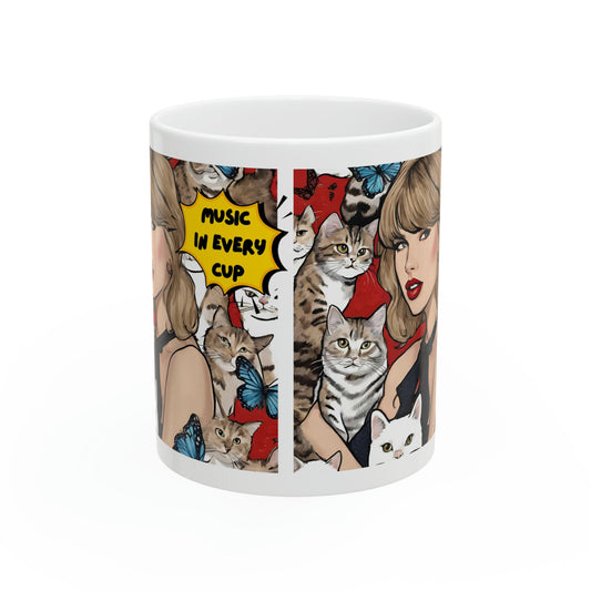 Taylors Version Music in Every Cup | Ceramic Coffee Mug 11oz | Taylor Swiftie Merch | Album Mug for Swiftie Fans | Gift for Swifties