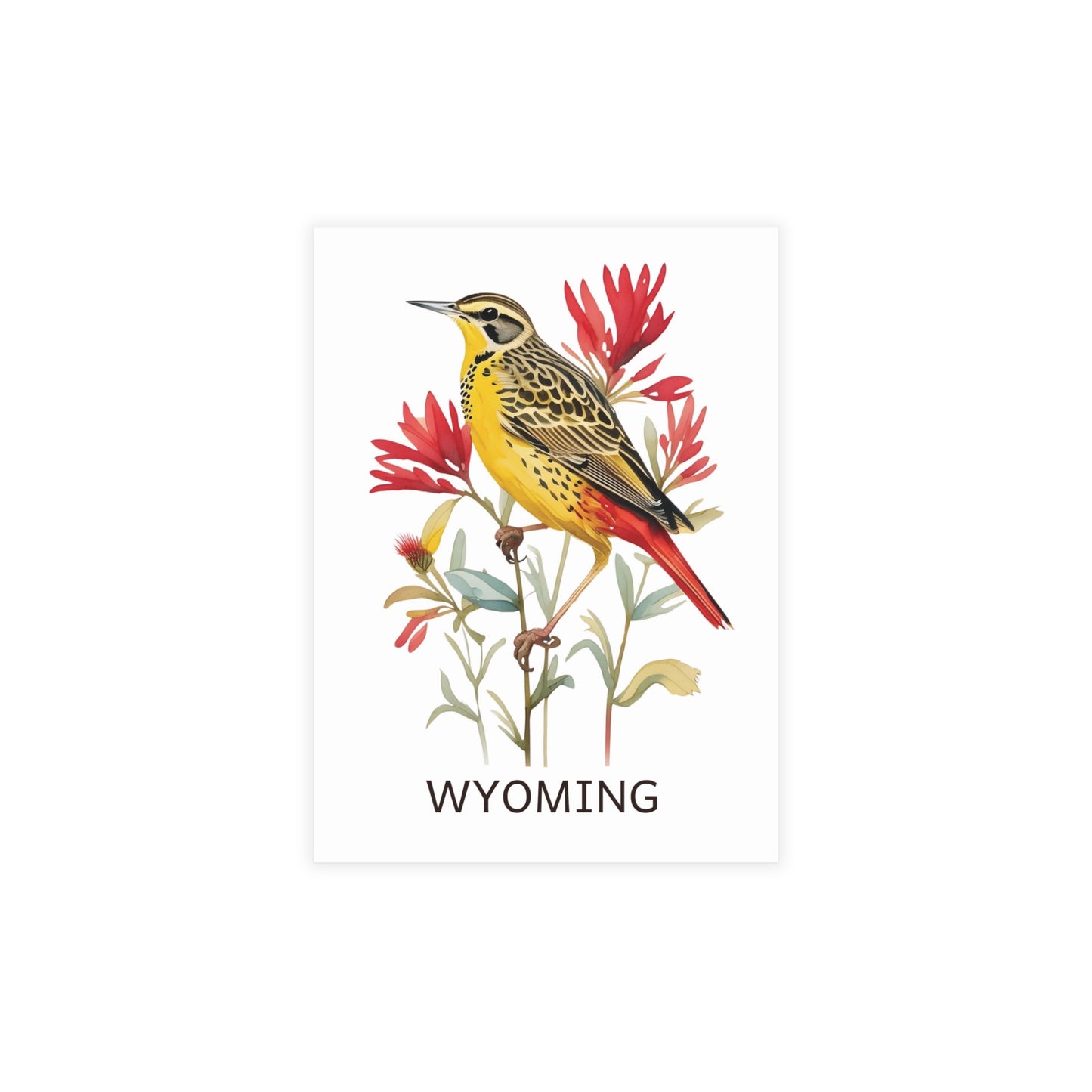 Wyoming | Meadowlark & Indian Paintbrush Flowers | Home State Greeting Card